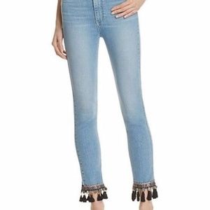 Paige Jacqueline High Rise Embellished Fringe Crop